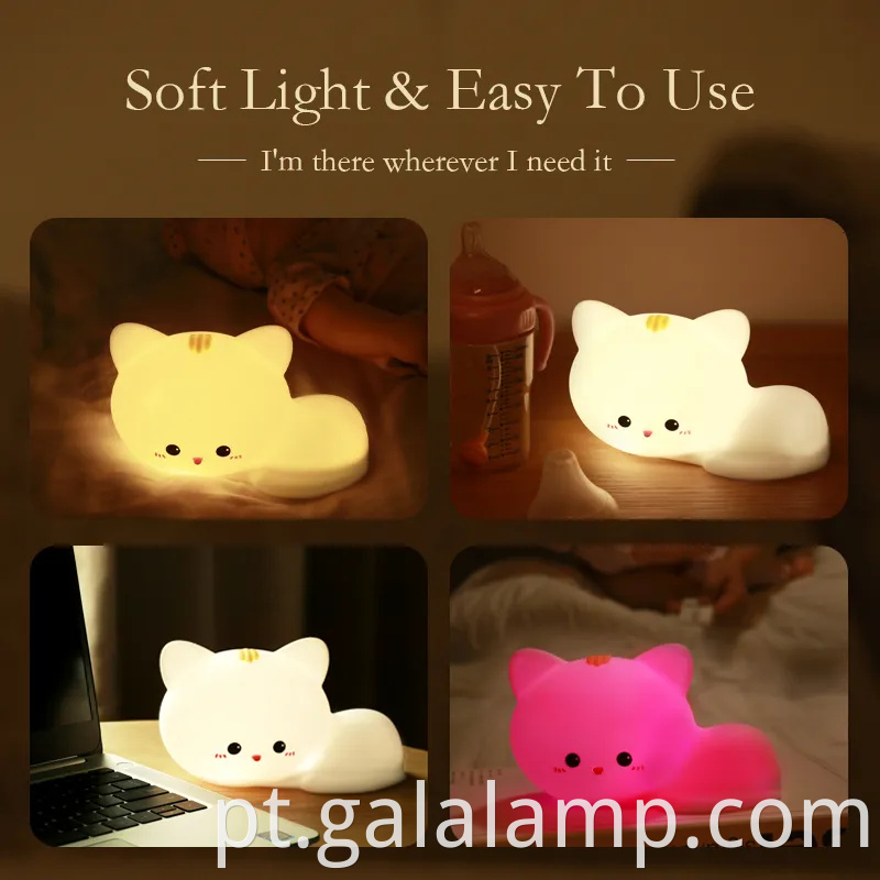 Adorável sensor de toque de silicone, lâmpada noturna para crianças